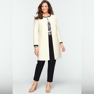 TALBOTS Twill Knit Jacket Ivory and Black Size 10 New With Tags